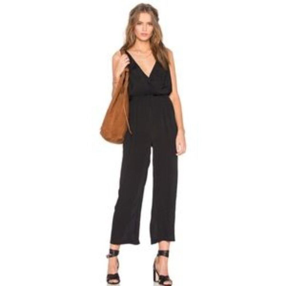 Privacy Please x Revolve Gansel Black Wrap Front V-Neck Jumpsuit Size Woman's XS